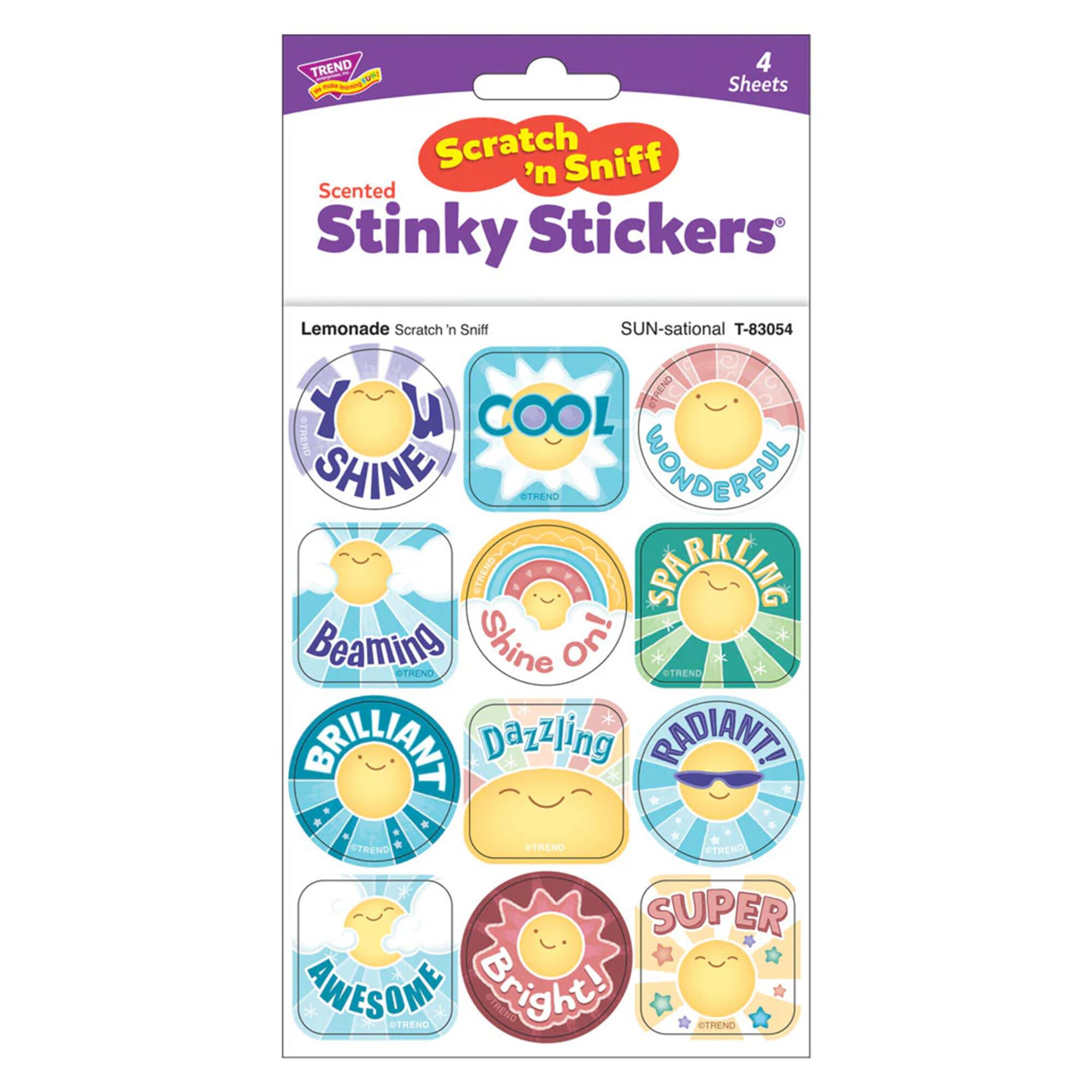 TREND Enterprises® SUN-sational, Lemonade Scent Scratch 'n Sniff Stinky Stickers®, 6 Packs of 48